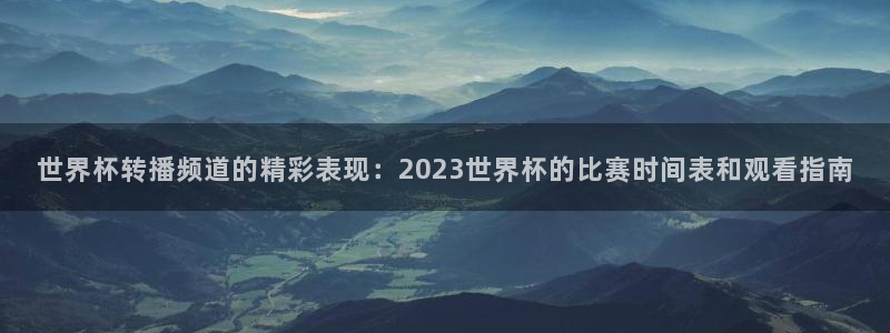 世界杯预选赛：世界杯转播频道的精彩表现：2023世界杯的比赛时间表和观看指南